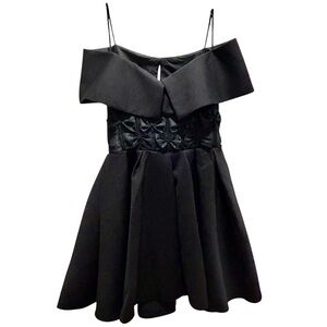 Giana Mini Formal Black Sleeveless Dress with Front Bows & Corset Back - Large